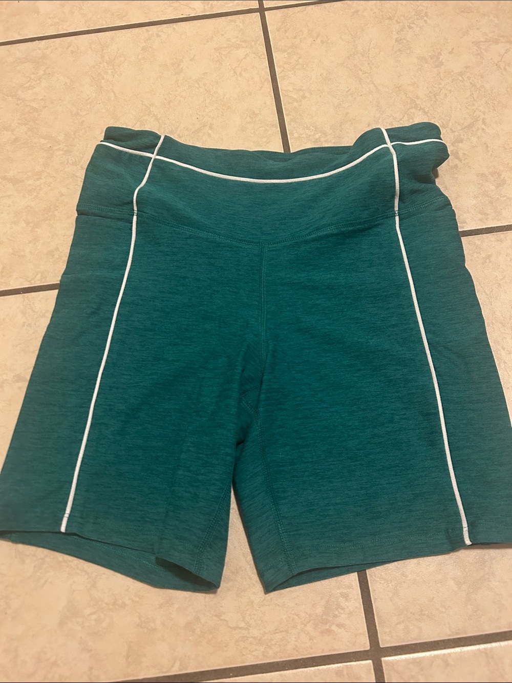 Amazon Women's Teal Bike Shorts with White Piping